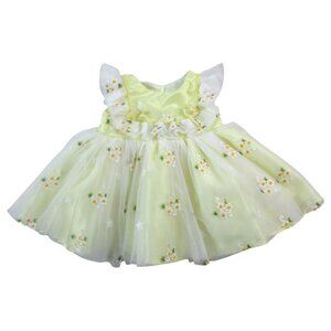 Baby Biscotti Princess Dress Girls 3 Month Yellow Embroidered Floral Mesh Ruffle